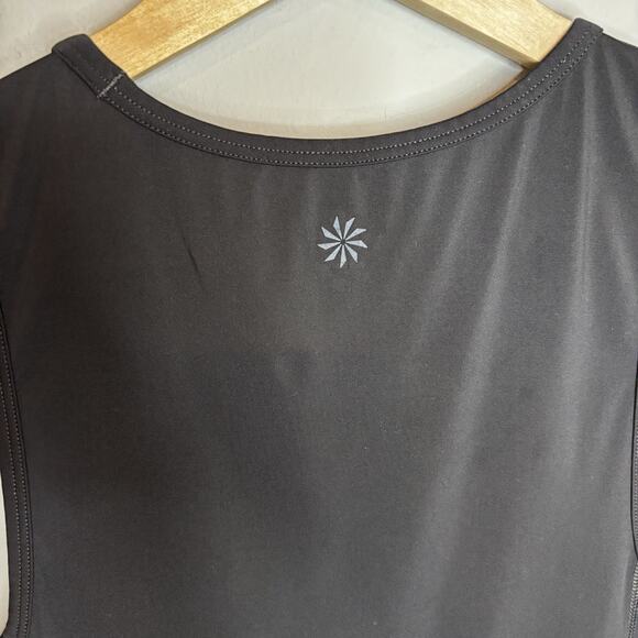 Athleta Sculpttek Tank Top Women’s M Black Mesh Ruched Sleeveless Activewear - Picture 6 of 14